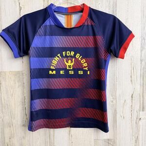 Messi Fight For Glory Youth Soccer Jersey Size 8 Blue Red Short Sleeve